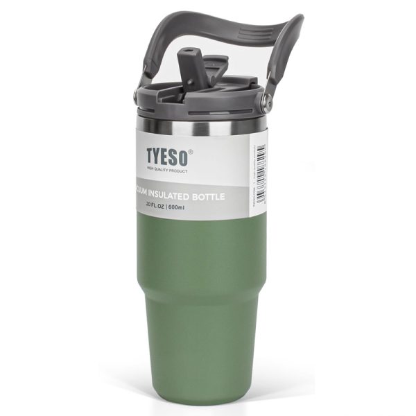 Tyeso Vacuum Insulated Tumbler 600ml - Stainless Steel with Straw